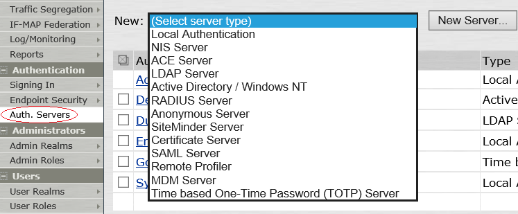 1. pulse secure auth server